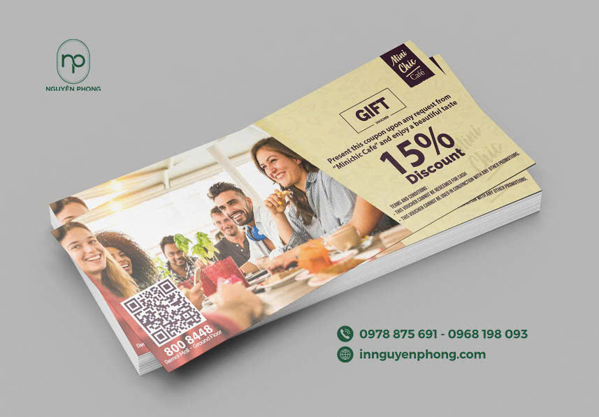 In voucher từ các chất liệu giấy thân thiện với môi trường 